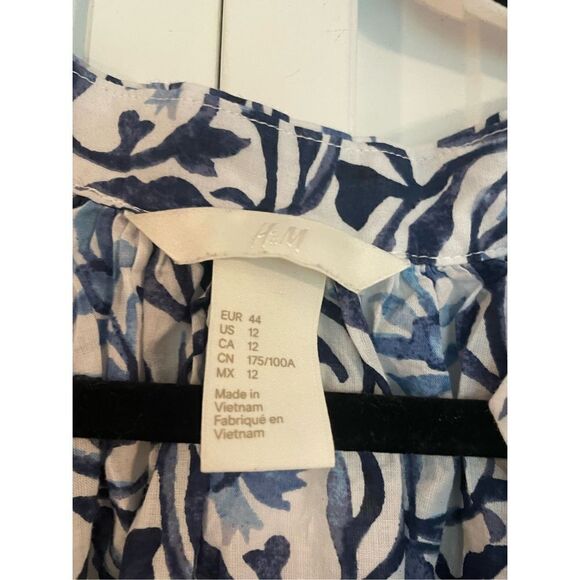 H&M blue floral tunic blouse size 12 - Picture 3 of 8